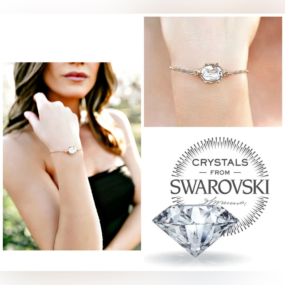 Swarovski Crystal “First Lady” Gold Slider Bracelet. New!